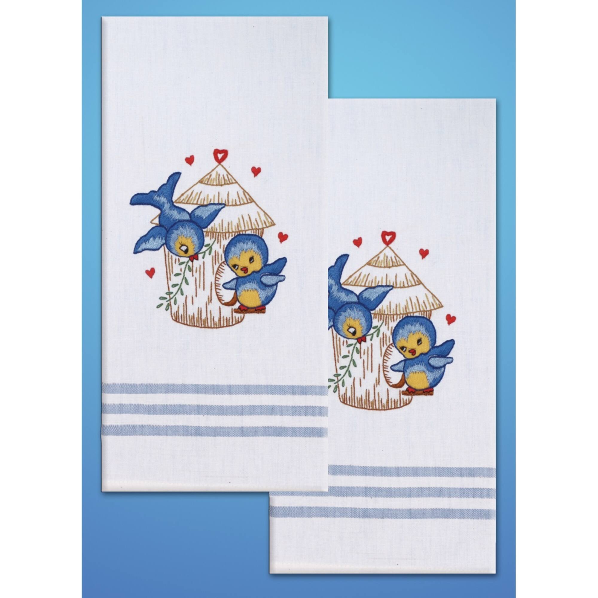 Tobin Bird Stamped For Embroidery Kitchen Towels